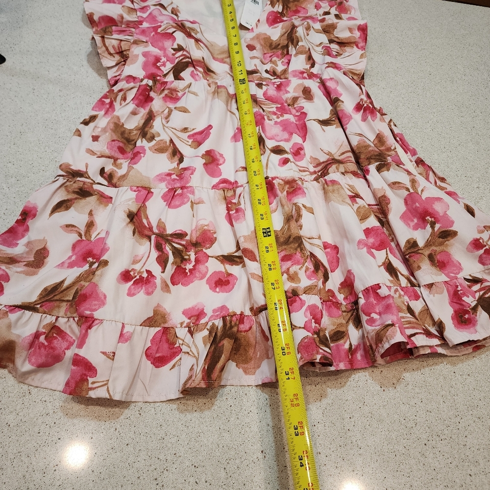 Abercrombie Fitch Dress Medium Floral Pink Whimsy Romantic Garden Fairy Ruffle - Picture 4 of 9